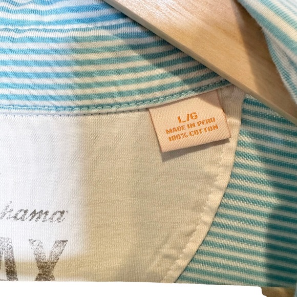 Tommy Bahama Relax Shirt Men Collared 1/4 Button Short Sleeve Striped Blue Large - Picture 13 of 14